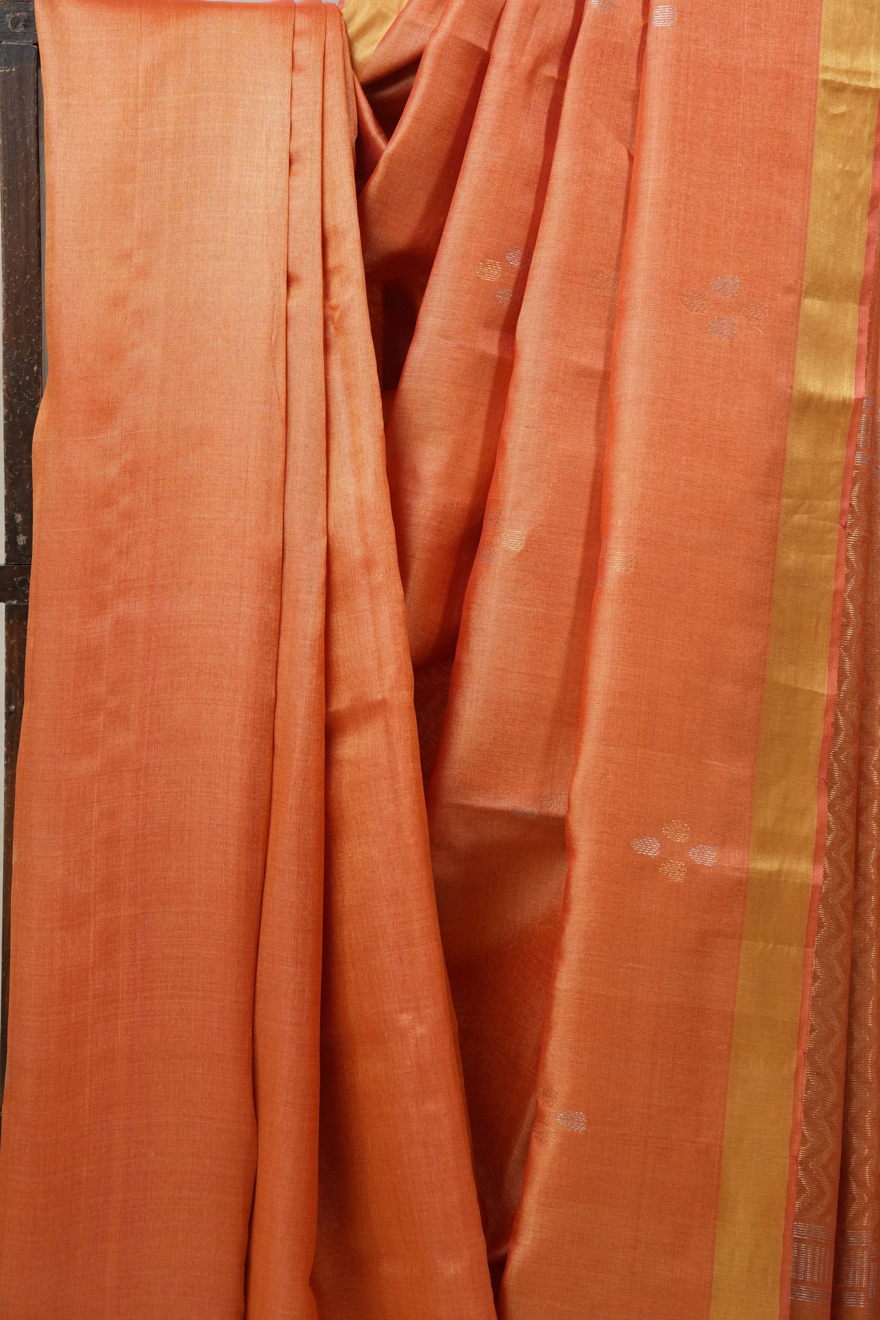 Orange Tussar Silk Saree - SROTSS1264