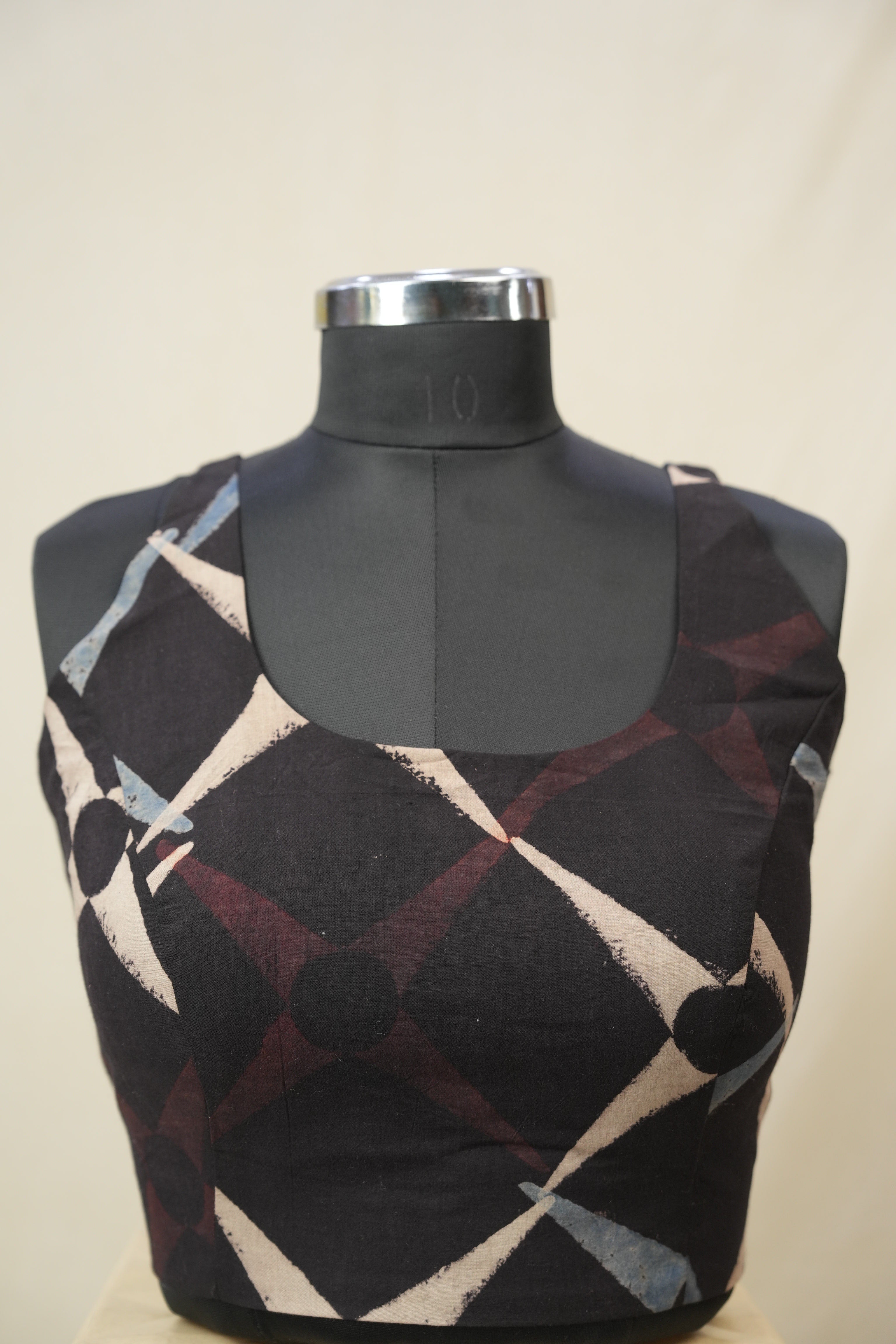 Black HBP Ajrakh Cotton Blouse - SRBACB48