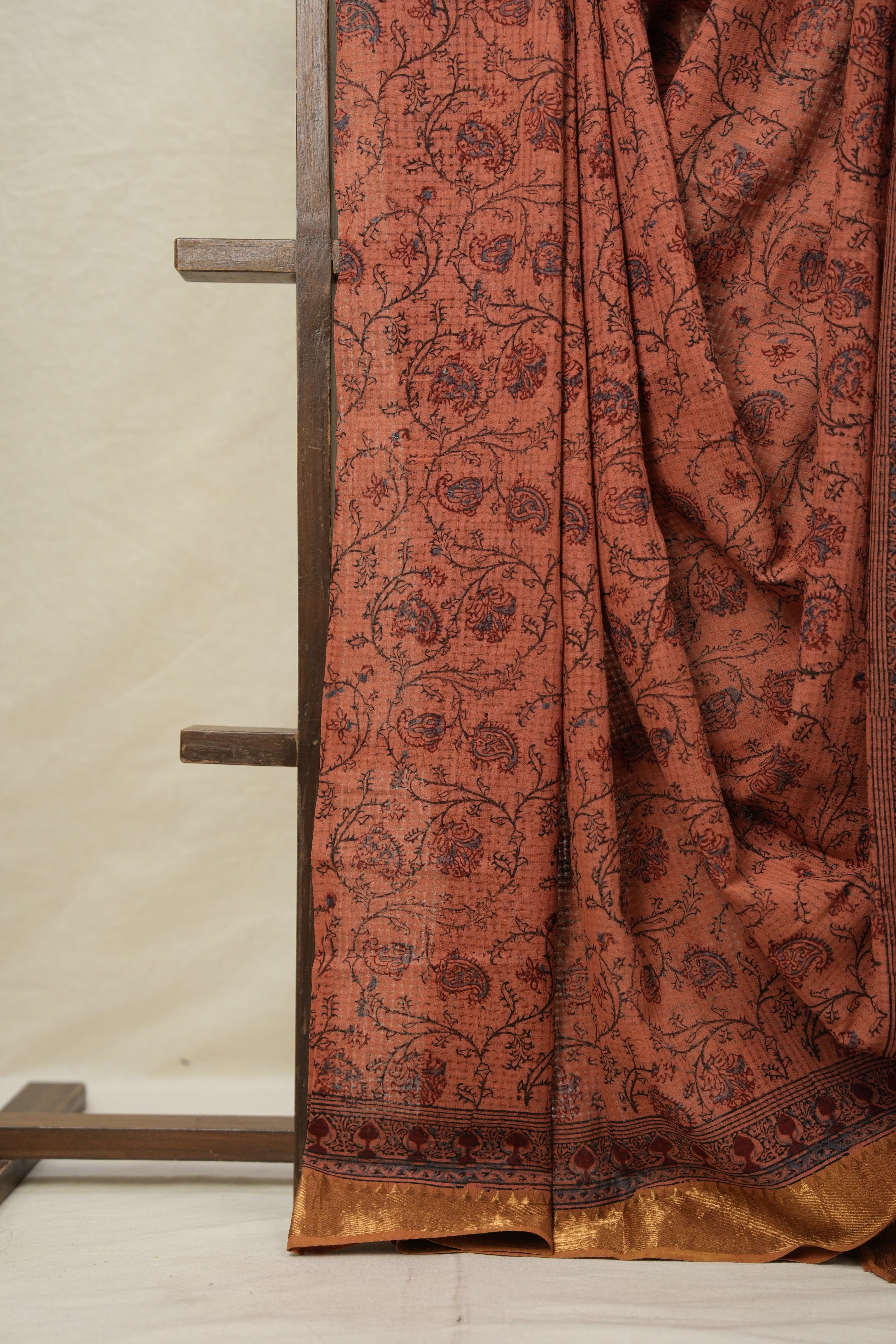 Orange HBP Mangalgiri Cotton Saree - SROHMCS024