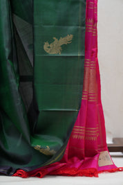 Dark Green Kanjivaram Silk Saree - SRDGKSS879