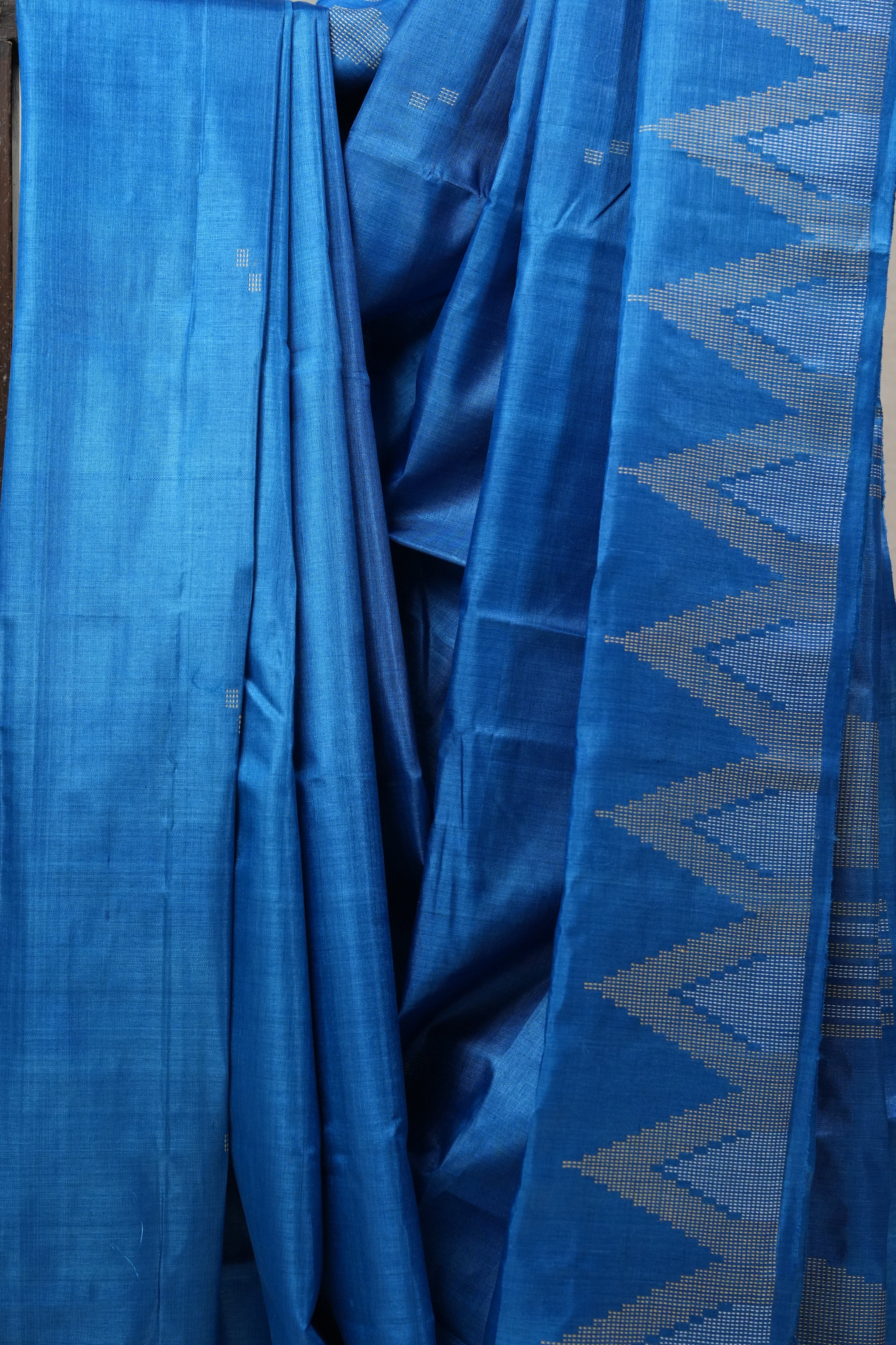 Blue Tussar Silk Saree - SRBTSS1255