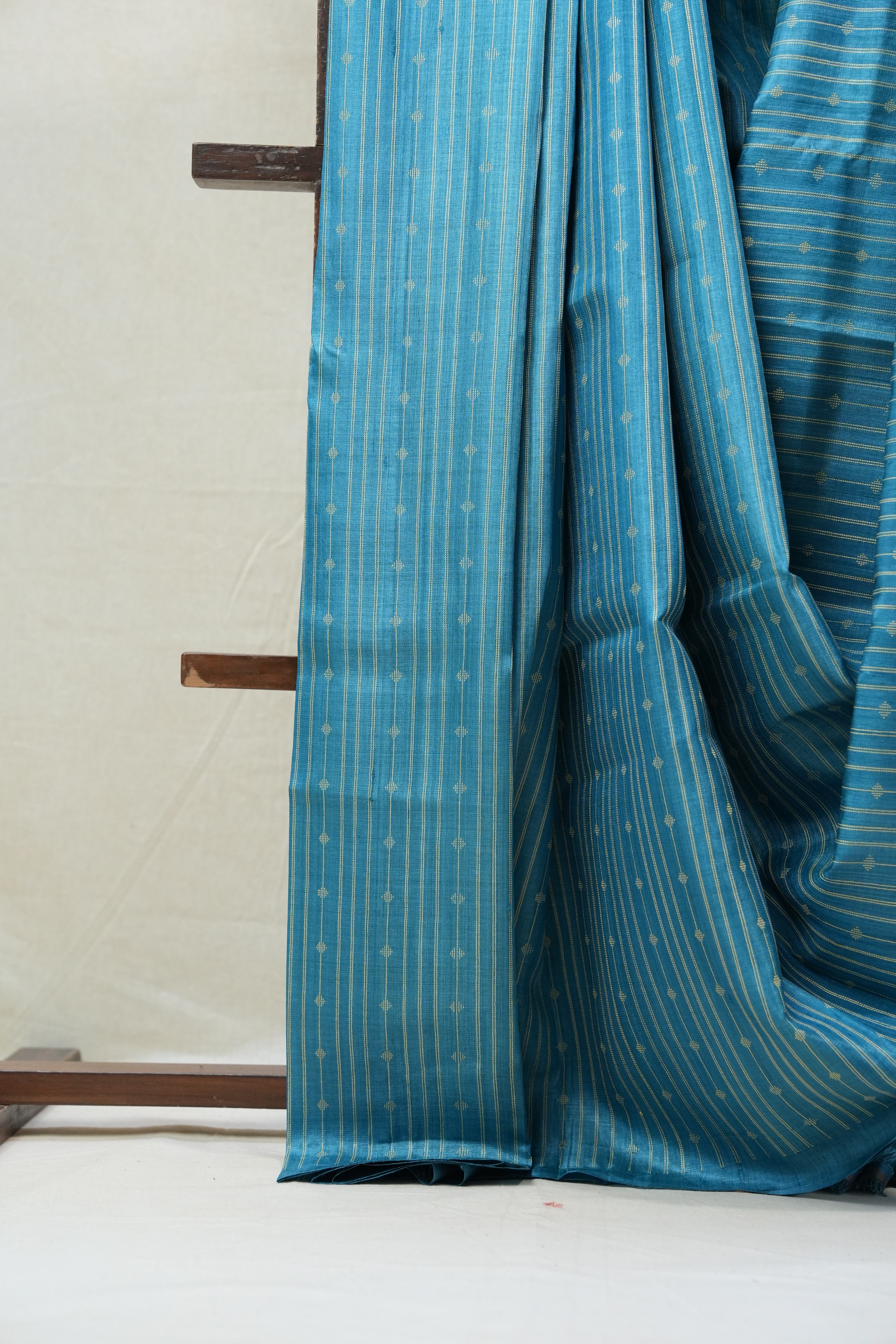 Rama Blue Tussar Silk Saree - SRRBTSS1252