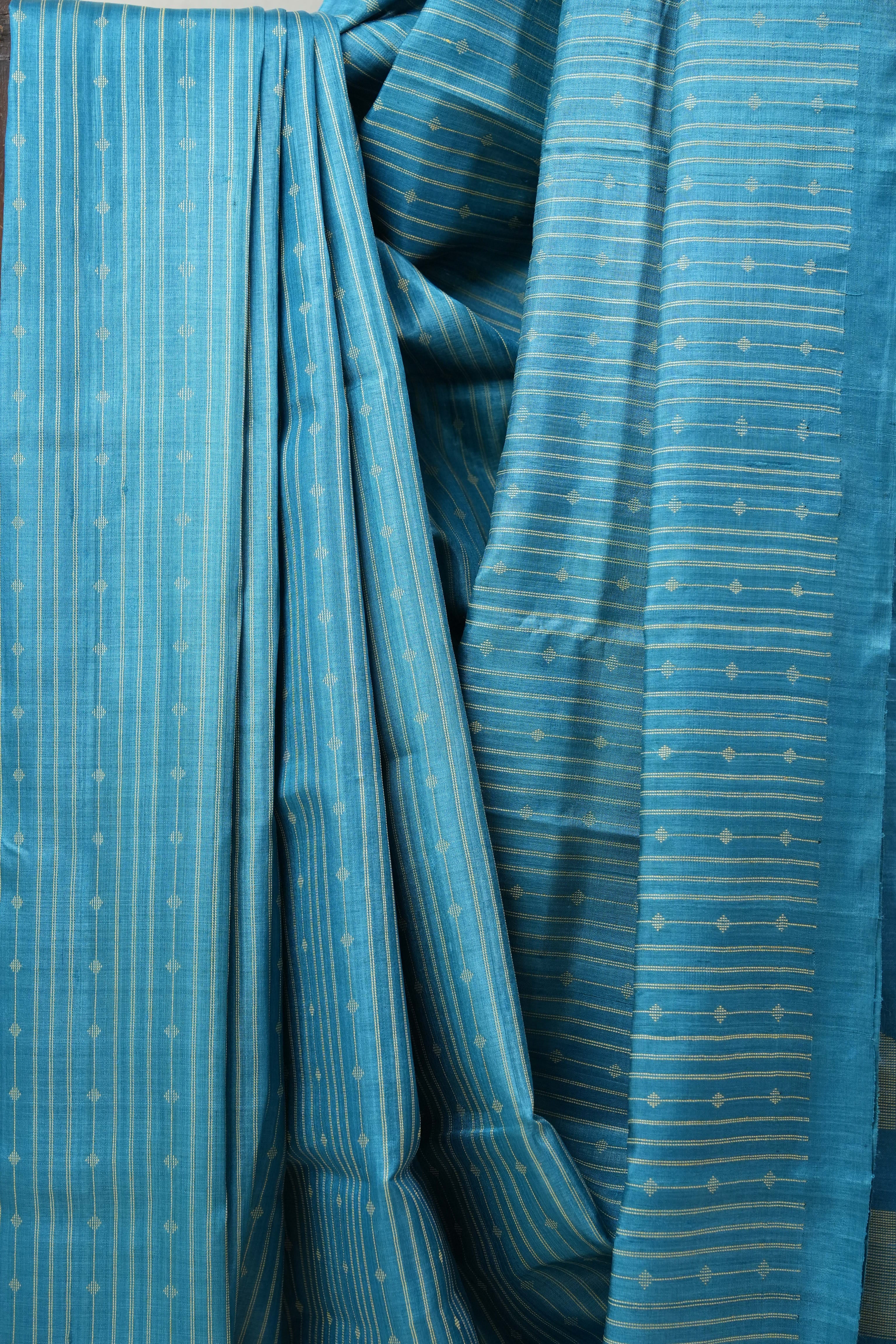 Rama Blue Tussar Silk Saree - SRRBTSS1252