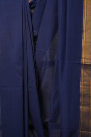 Navy Blue Plain Cotton Mangalgiri Saree - SRNBPCMS40