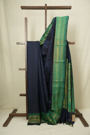 Navy Blue Raw Silk Saree - SRNBRSS1041