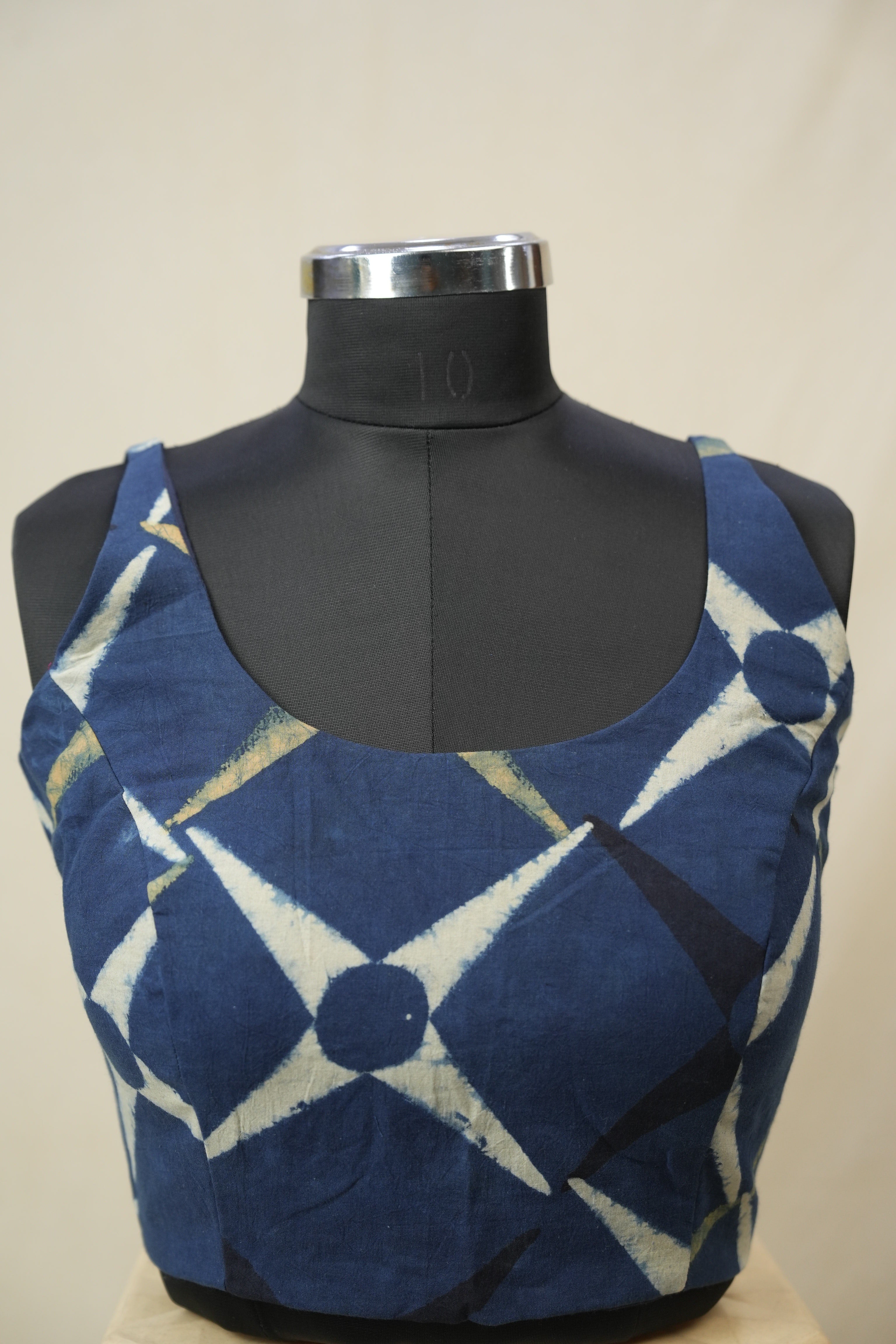Indigo Blue HBP Ajrakh Cotton Blouse - SRIBACB45