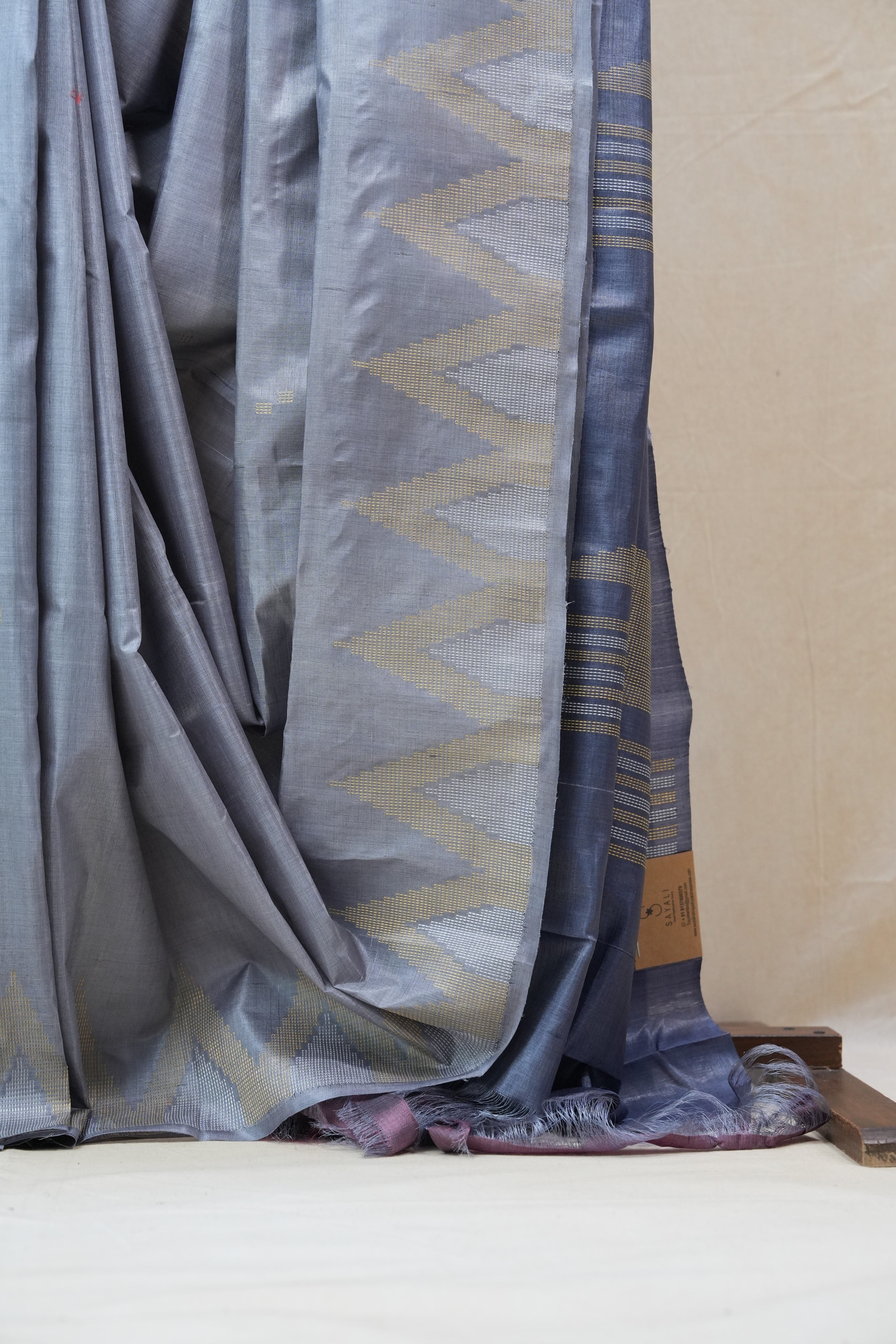 Grey Tussar Silk Saree - SRGTSS1318