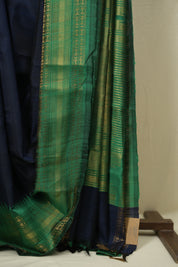 Navy Blue Raw Silk Saree - SRNBRSS1041