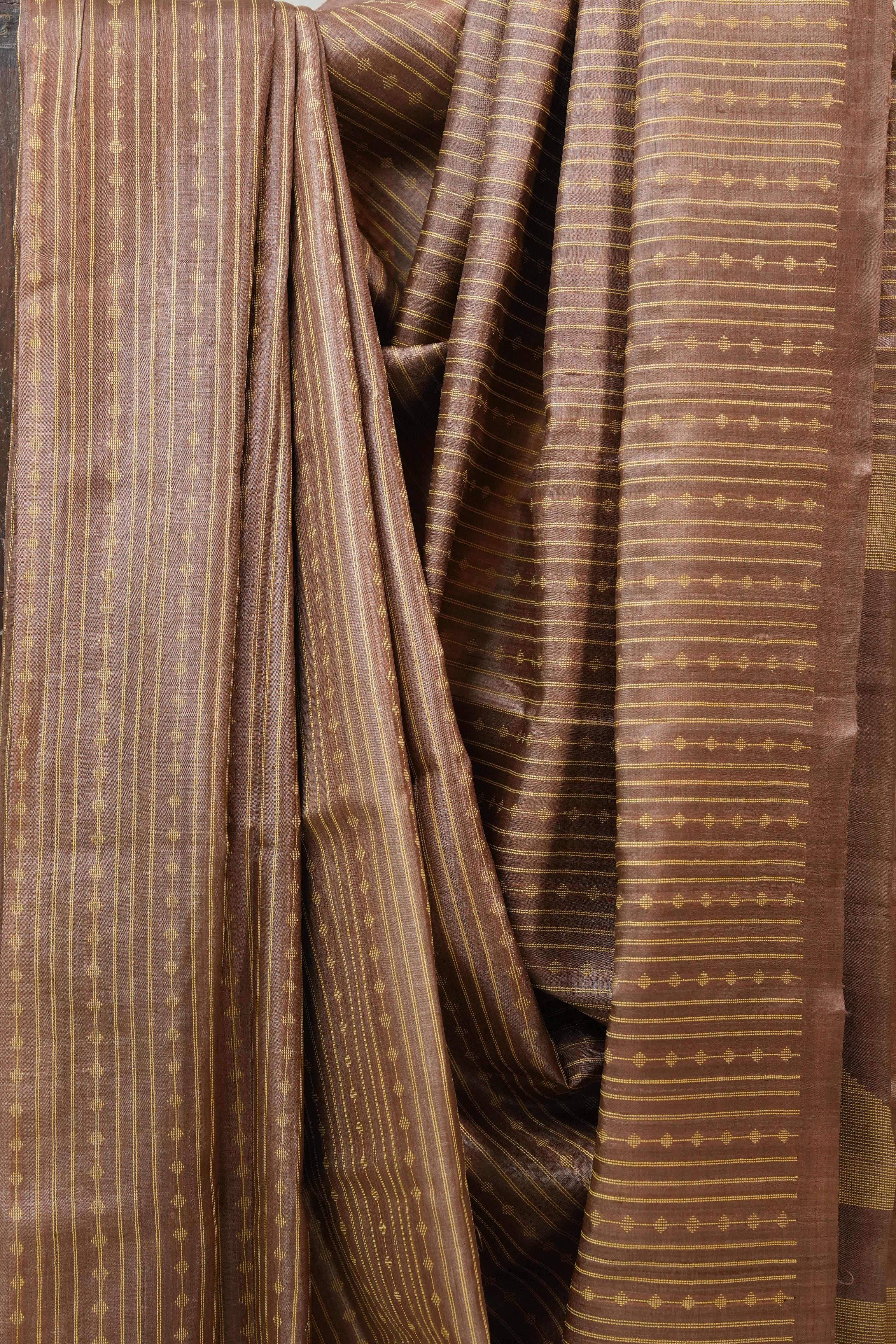 Brown Tussar Silk Saree - SRBTSS1317