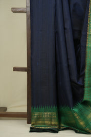 Navy Blue Raw Silk Saree - SRNBRSS1041