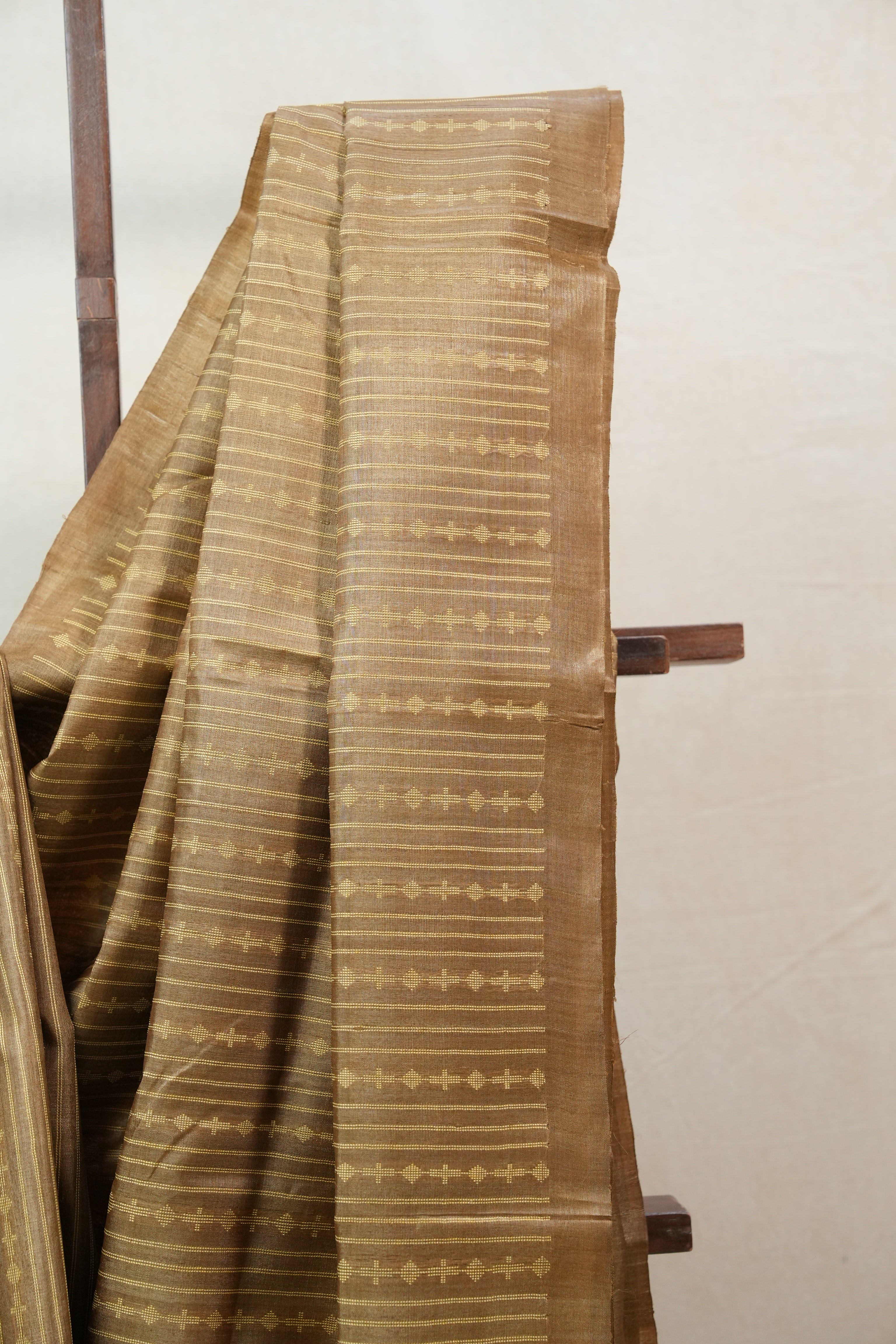 Mustard Tussar Silk Saree - SRMTSS1319