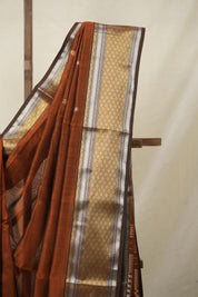 Brown Maheshwari Saree - SRBMS801