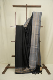 Black Raw Silk Saree - SRBRSS1042