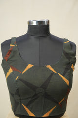 Dusty Green HBP Ajrakh Cotton Blouse - SRDGACB46