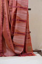 Coral Pink Tussar Silk Saree - SRCPTSS1301