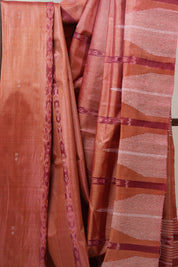 Coral Pink Tussar Silk Saree - SRCPTSS1301