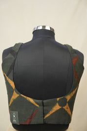 Dusty Green HBP Ajrakh Cotton Blouse - SRDGACB46