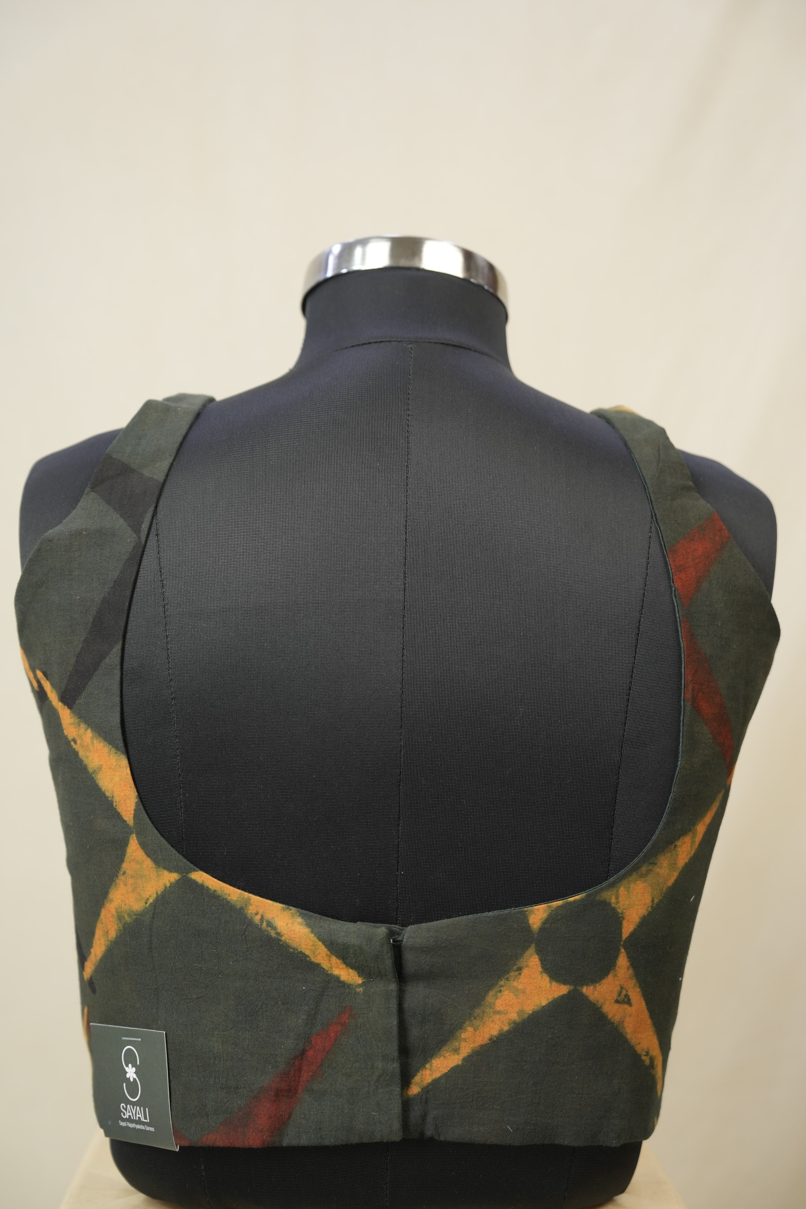 Dusty Green HBP Ajrakh Cotton Blouse - SRDGACB46