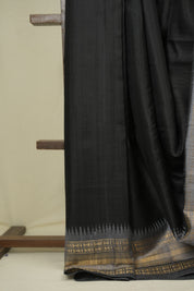 Black Raw Silk Saree - SRBRSS1042