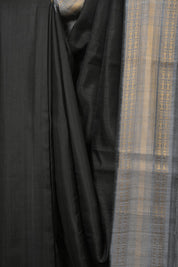 Black Raw Silk Saree - SRBRSS1042