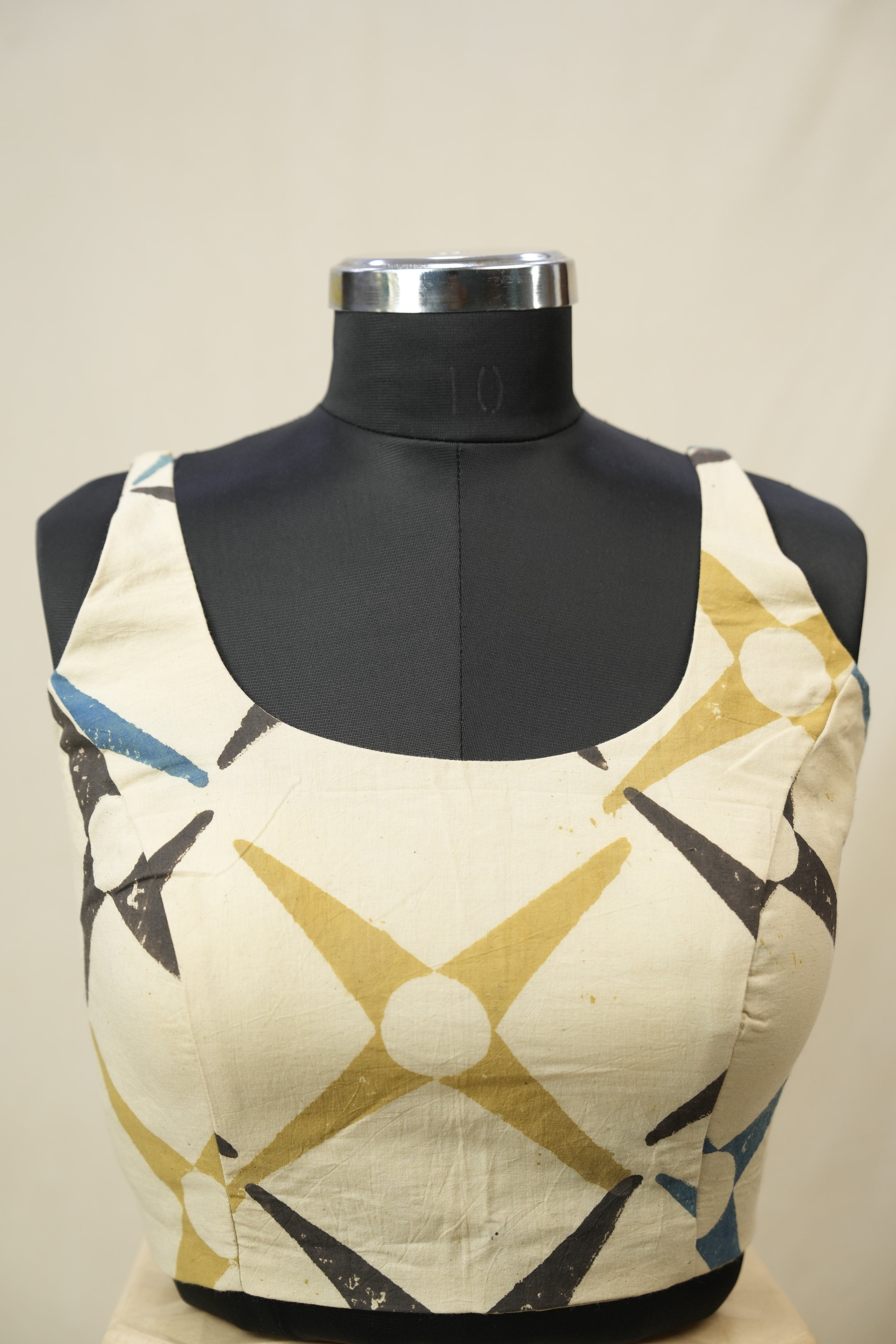Cream HBP Ajrakh Cotton Blouse - SRCACB47
