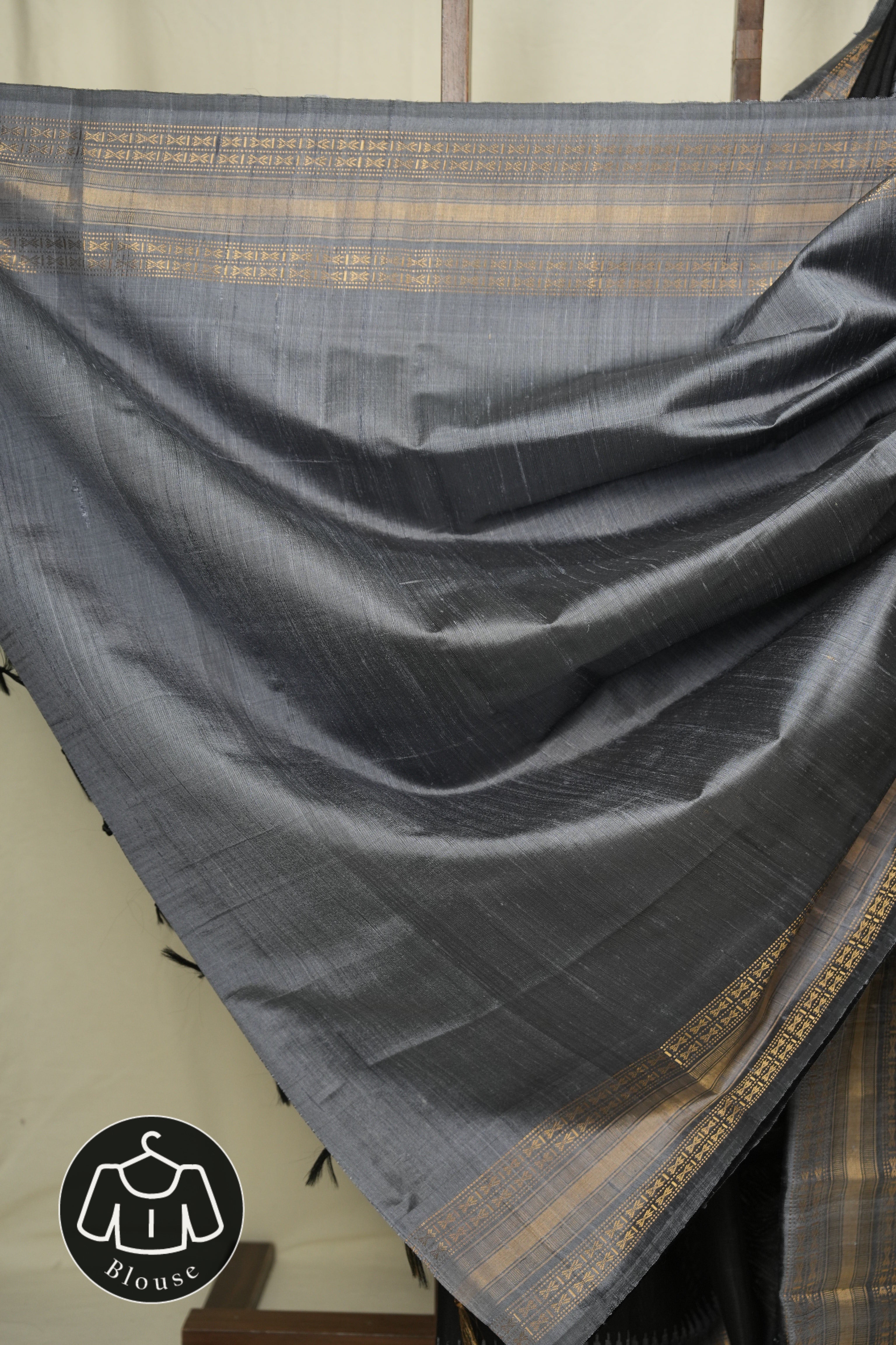 Black Raw Silk Saree - SRBRSS1042