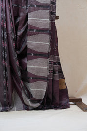 Dark Purplish-Brown Tussar Silk Saree - SRDPBTSS1310