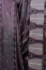 Dark Purplish-Brown Tussar Silk Saree - SRDPBTSS1310