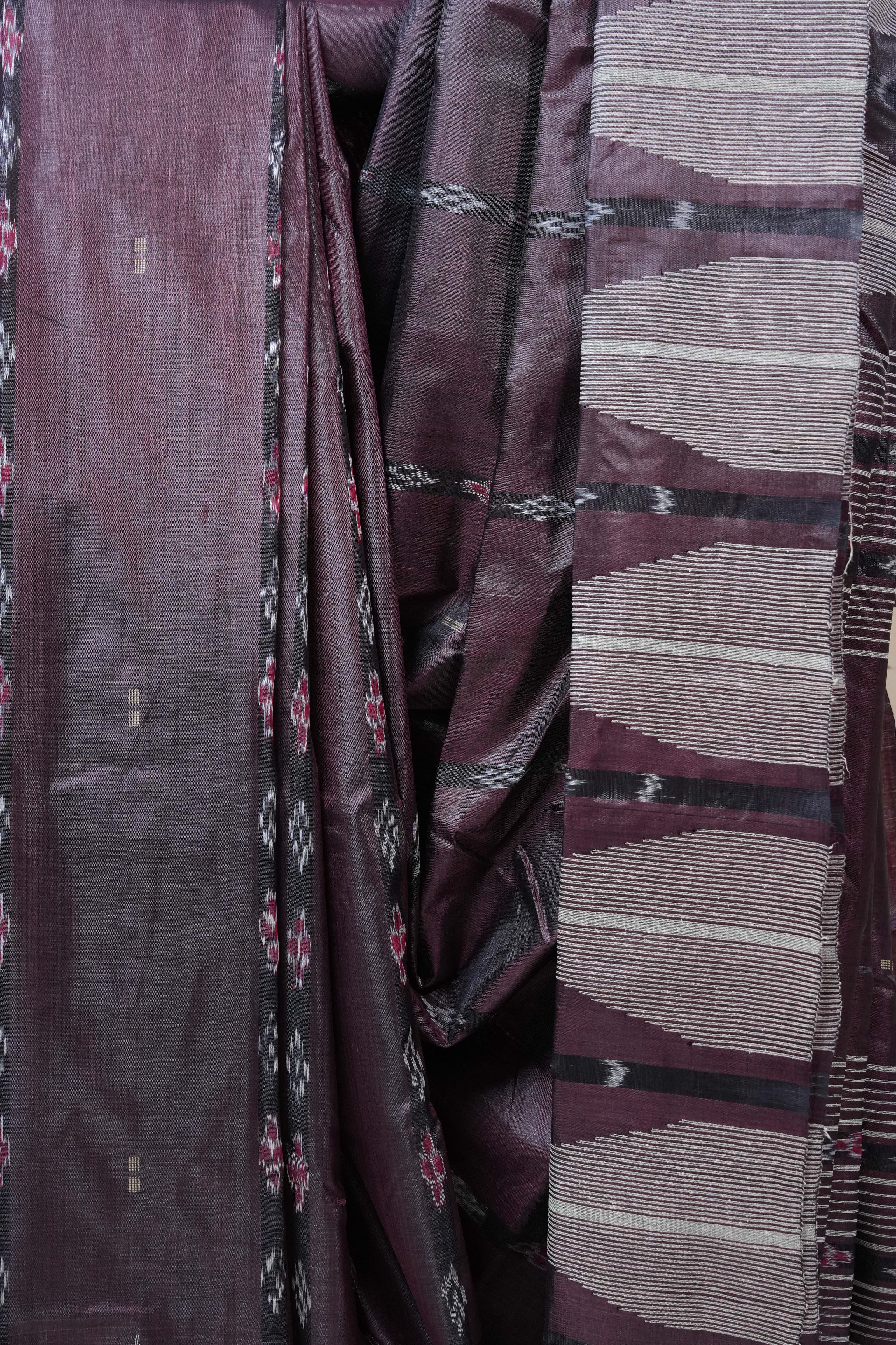 Dark Purplish-Brown Tussar Silk Saree - SRDPBTSS1310