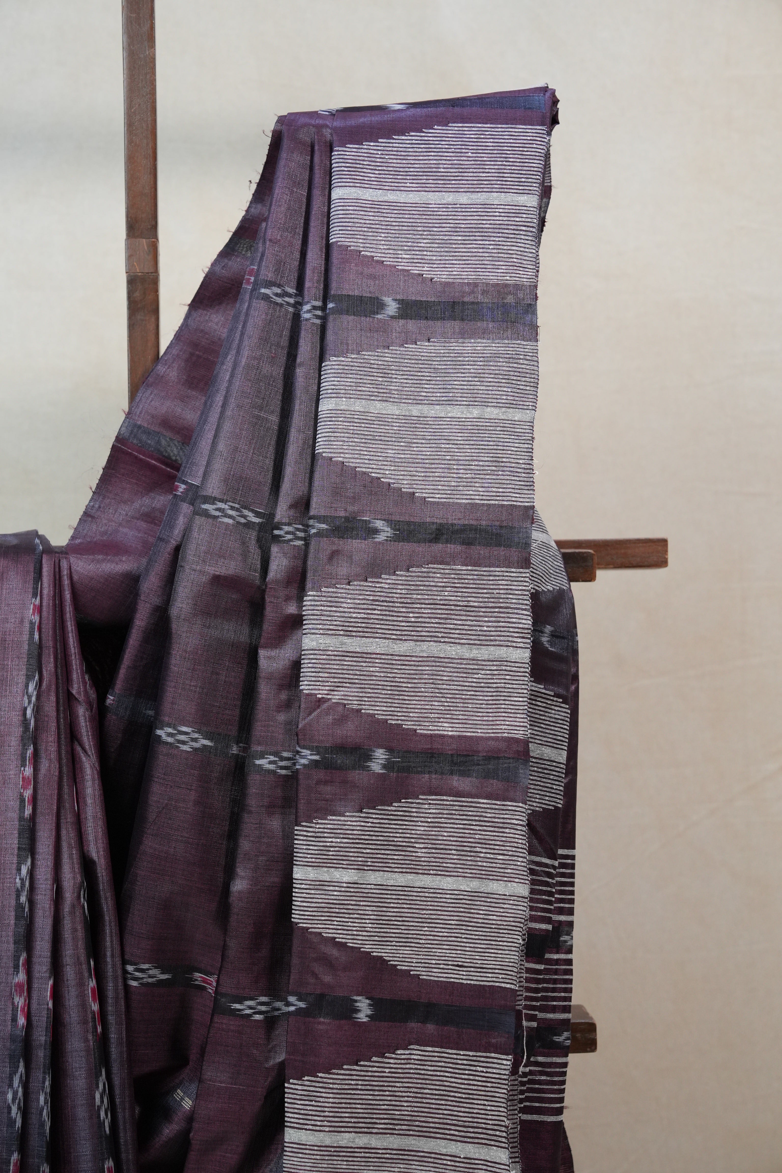 Dark Purplish-Brown Tussar Silk Saree - SRDPBTSS1310