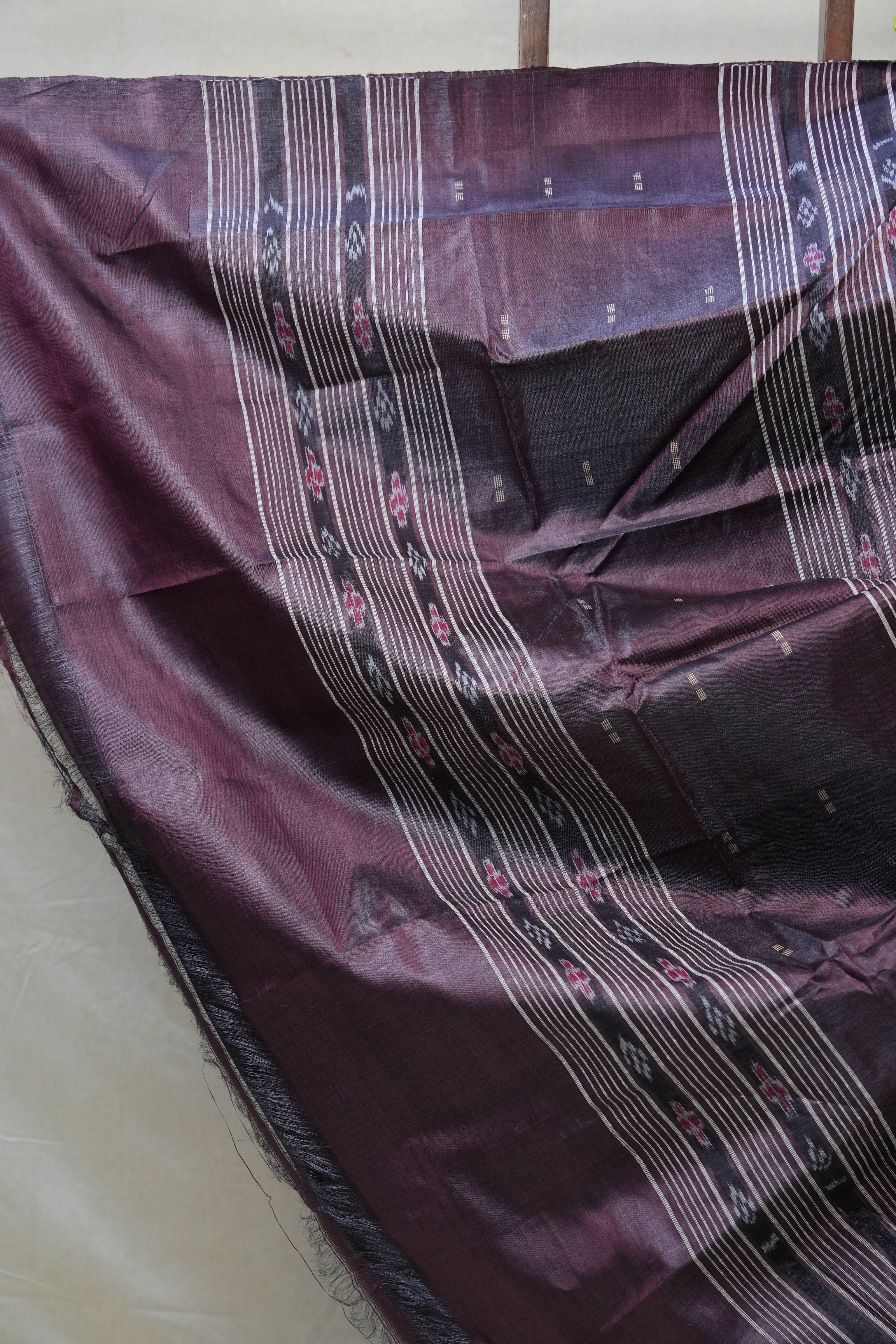 Dark Purplish-Brown Tussar Silk Saree - SRDPBTSS1310