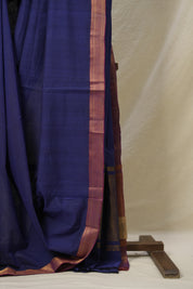 Blue Plain Cotton Mangalgiri Saree - SRBPCMS34