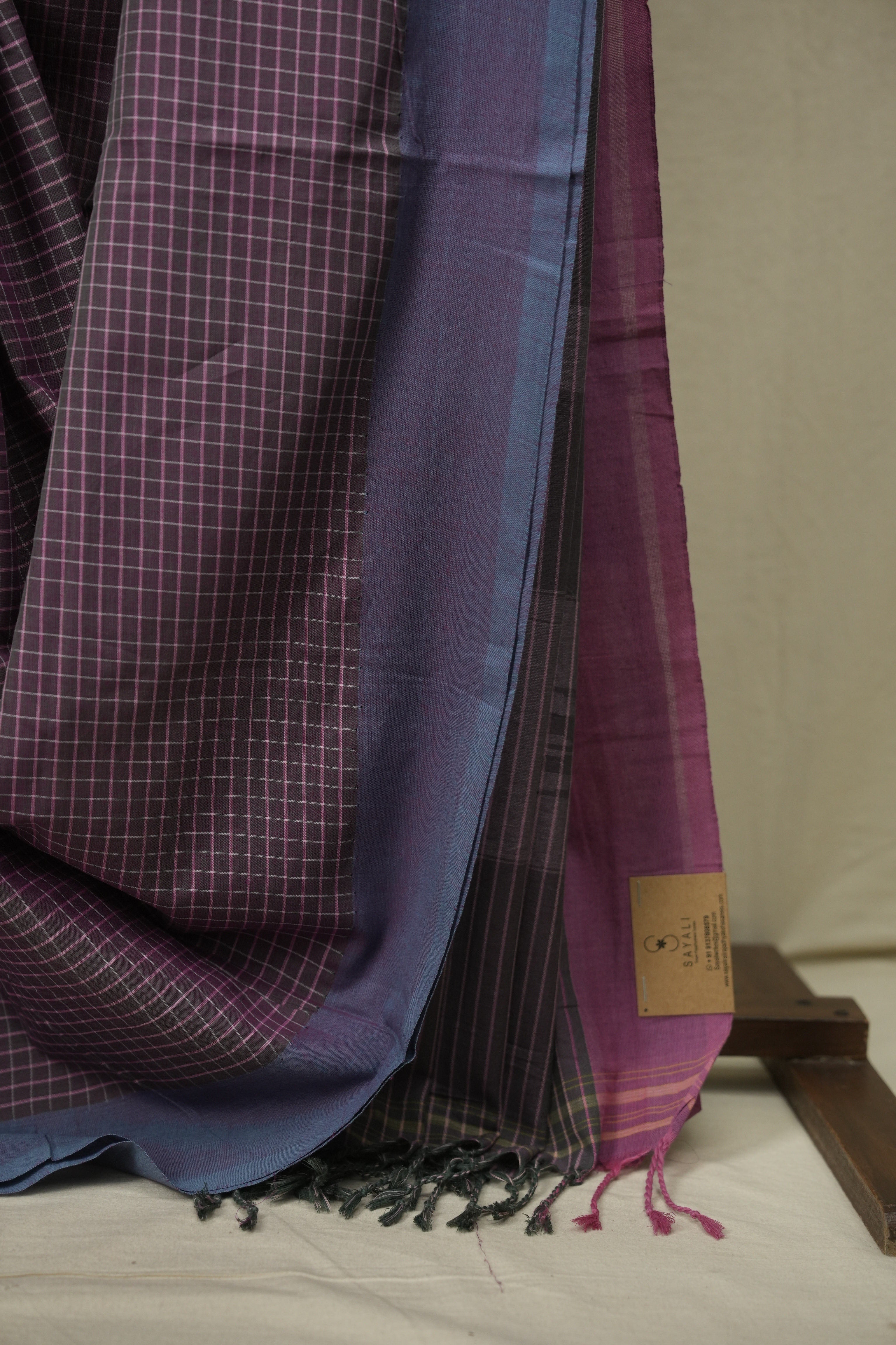Two Tone Purple Cotton Ilkal Saree - SRPCIS1067