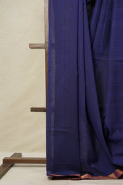Blue Plain Cotton Mangalgiri Saree - SRBPCMS34