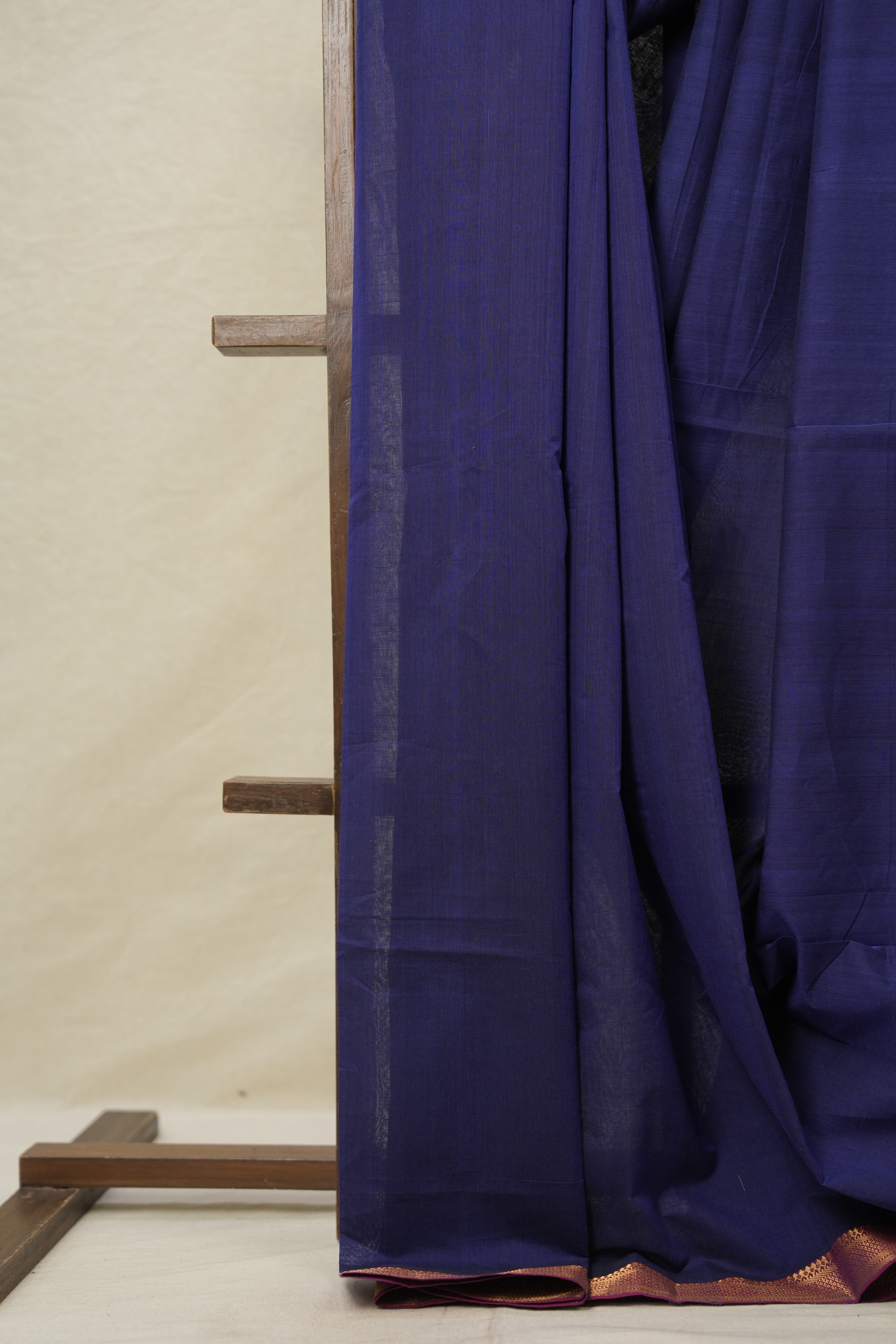 Blue Plain Cotton Mangalgiri Saree - SRBPCMS34