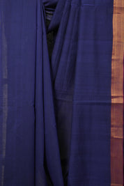 Blue Plain Cotton Mangalgiri Saree - SRBPCMS34