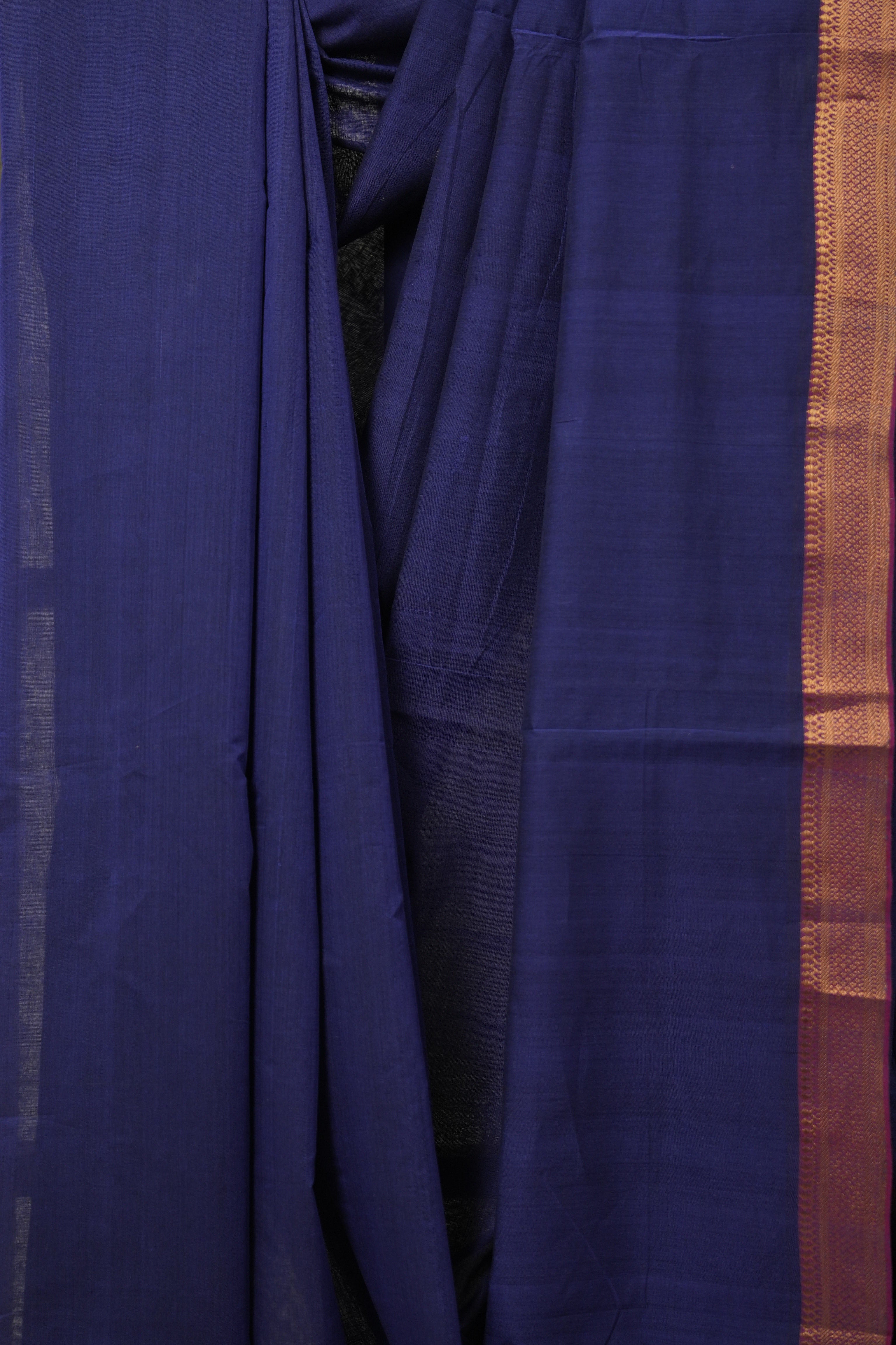 Blue Plain Cotton Mangalgiri Saree - SRBPCMS34