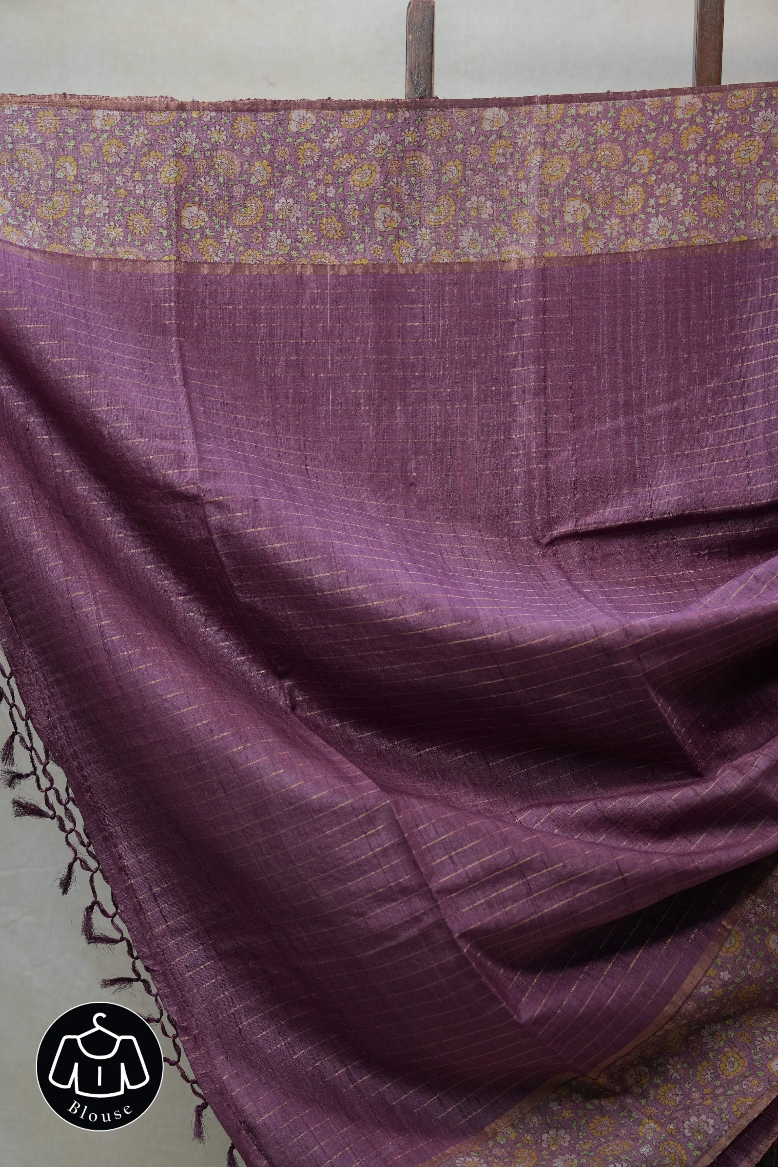 Blackish Grey Tussar Silk Saree - SRBGTSS1300