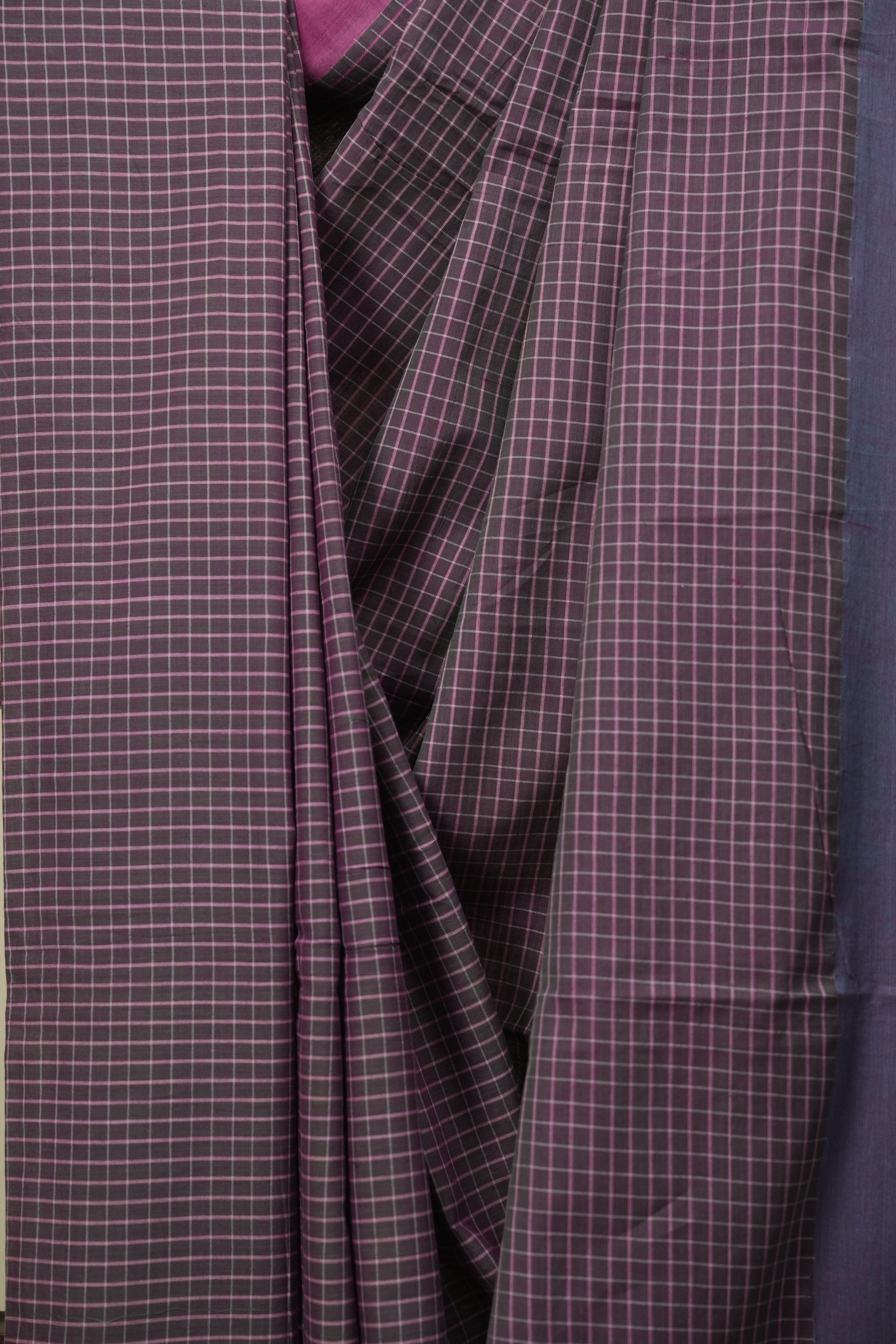 Two Tone Purple Cotton Ilkal Saree - SRPCIS1067