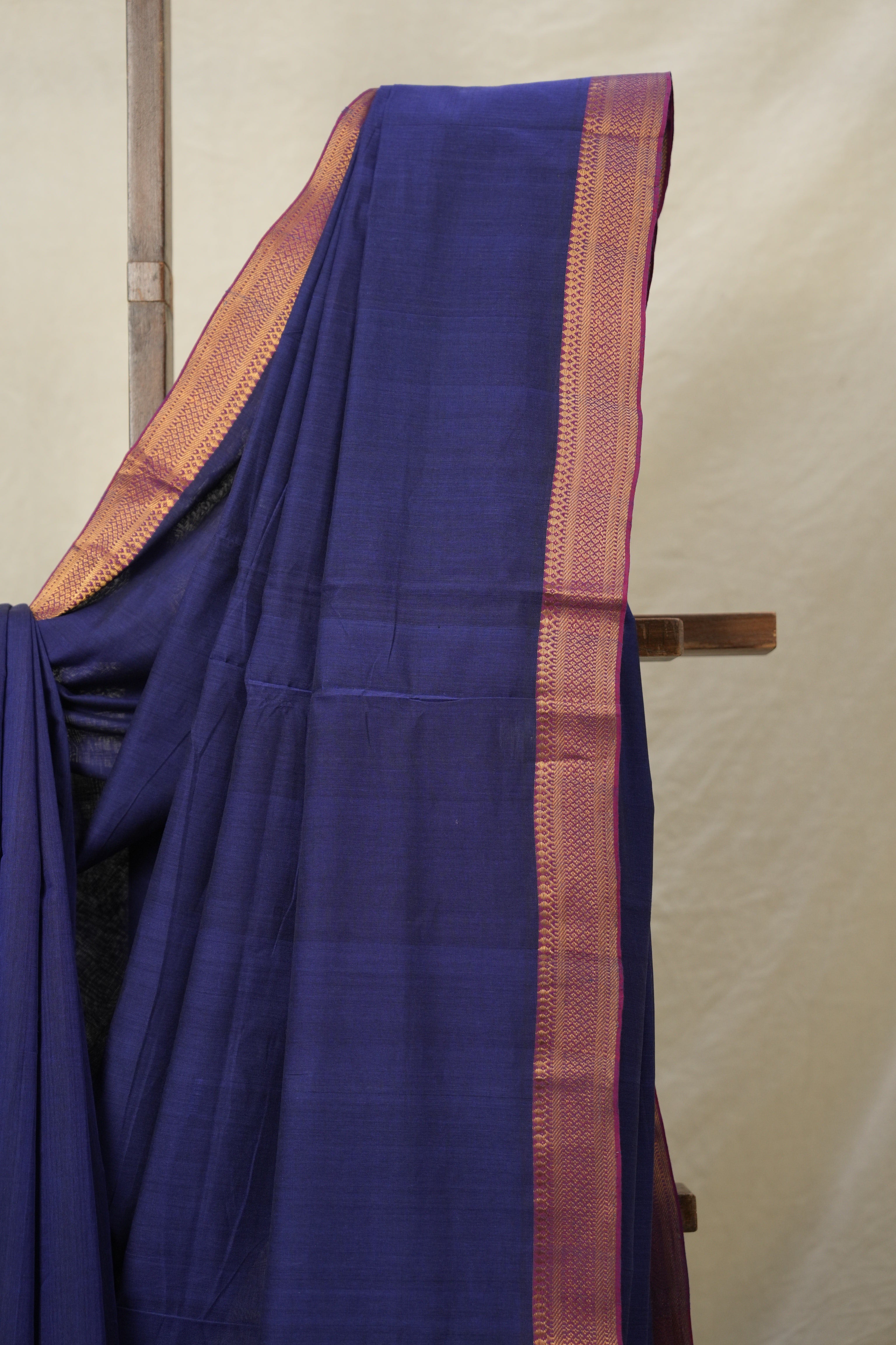 Blue Plain Cotton Mangalgiri Saree - SRBPCMS34