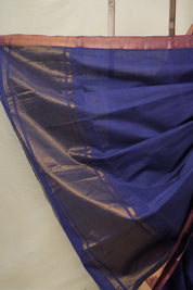Blue Plain Cotton Mangalgiri Saree - SRBPCMS34