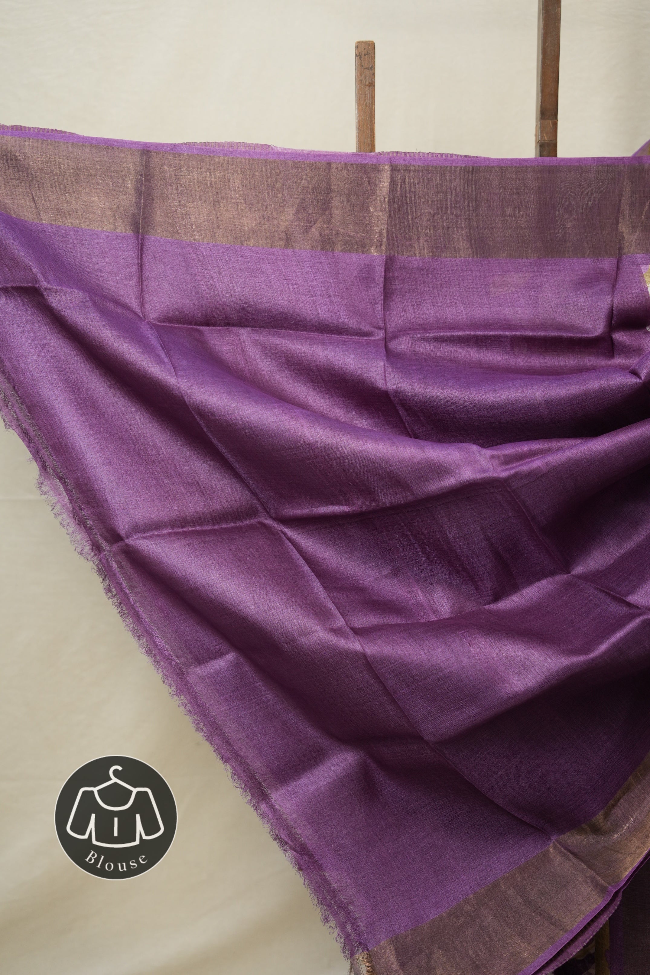 Purple Gold Printed Tussar Silk Saree - SRPGPTSS002