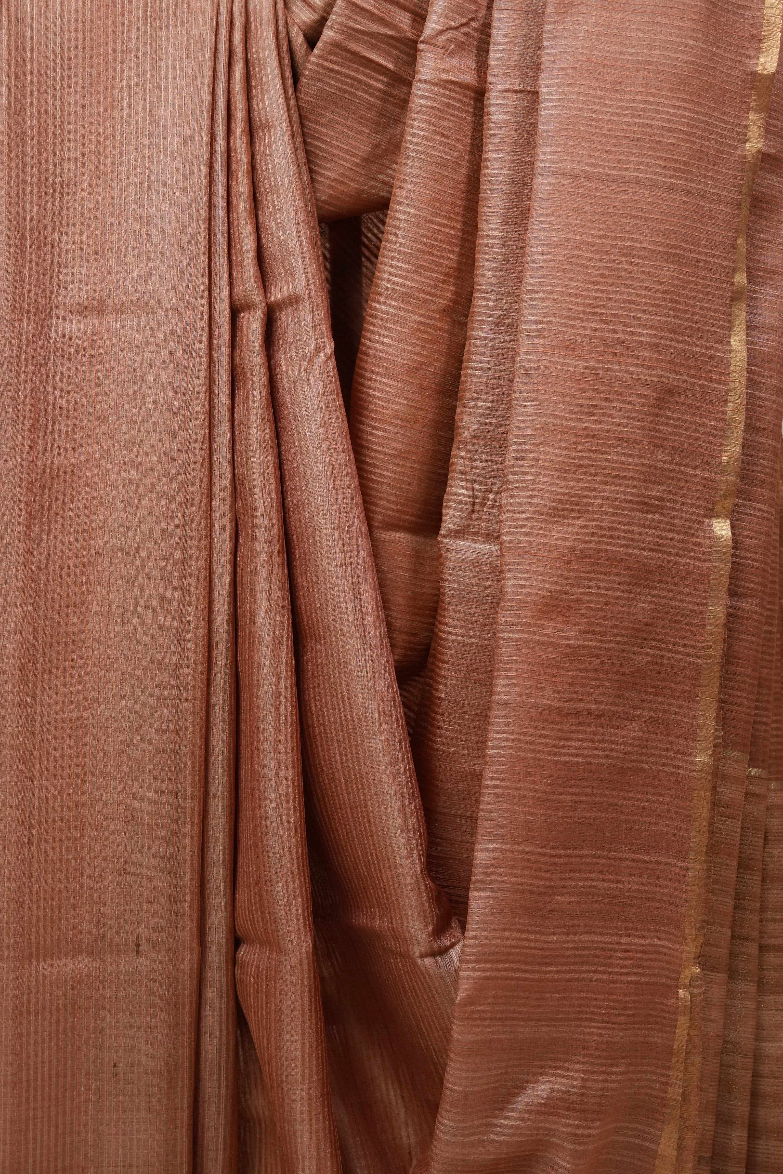 Copper Brown Tussar Silk Saree - SRCBTSS1274