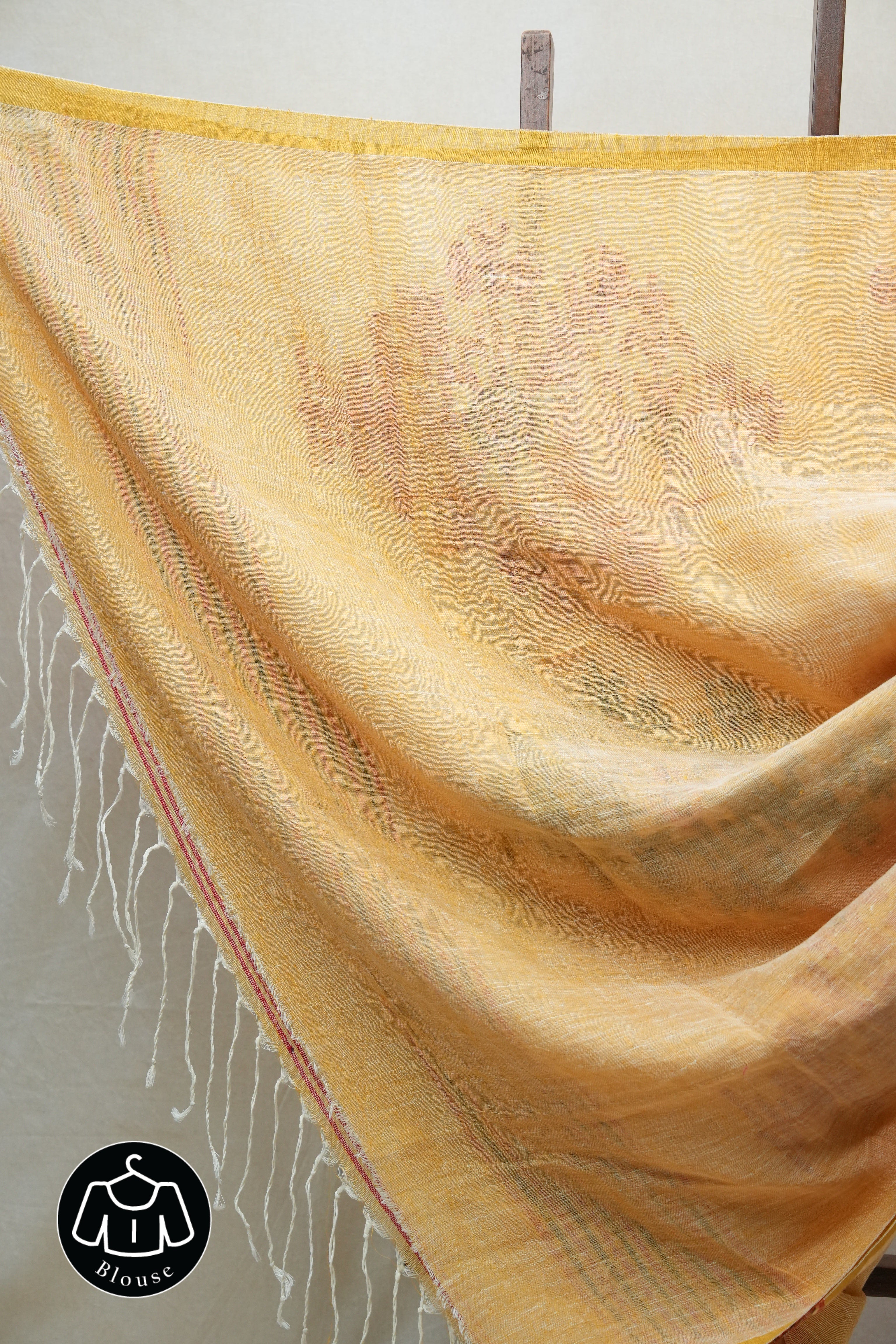 Pestle Orange Linen Jamdani Saree With Tassels -  SRPOLJS368