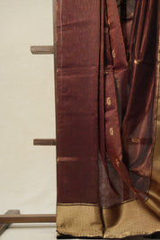 Maroon Maheshwari Tissue Saree - SRMMTS678