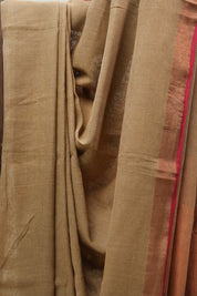 Bridge Plain Linen Saree With Red Tassels - SRBPLS293