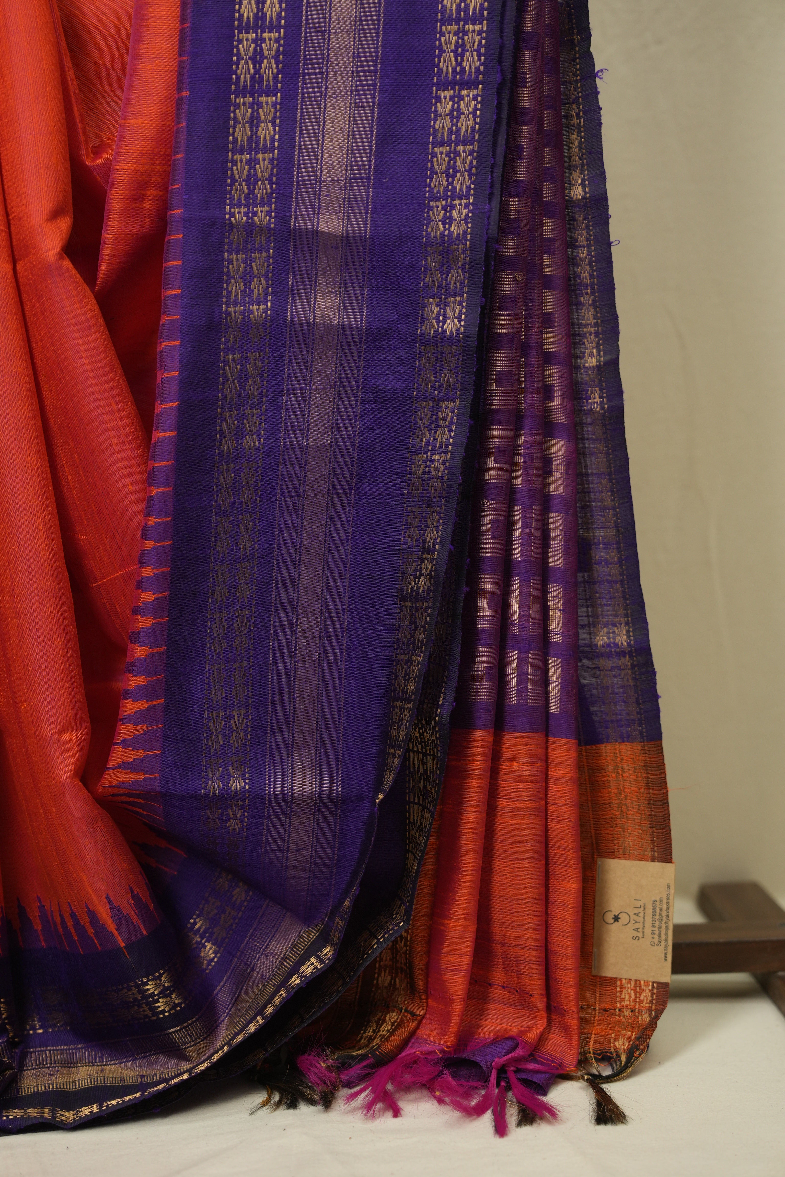 Orange Raw Silk Saree - SRORSS1045