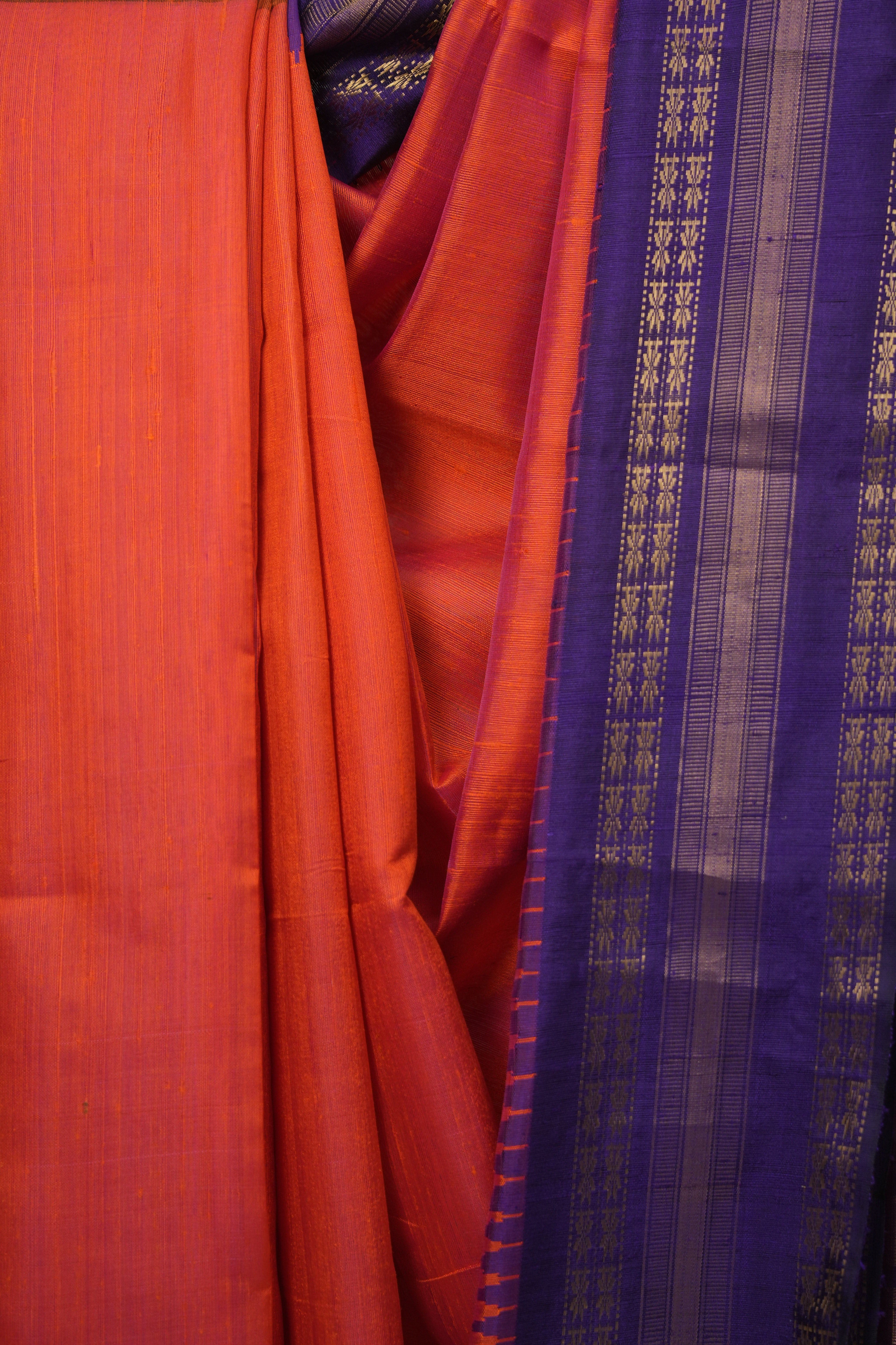 Orange Raw Silk Saree - SRORSS1045