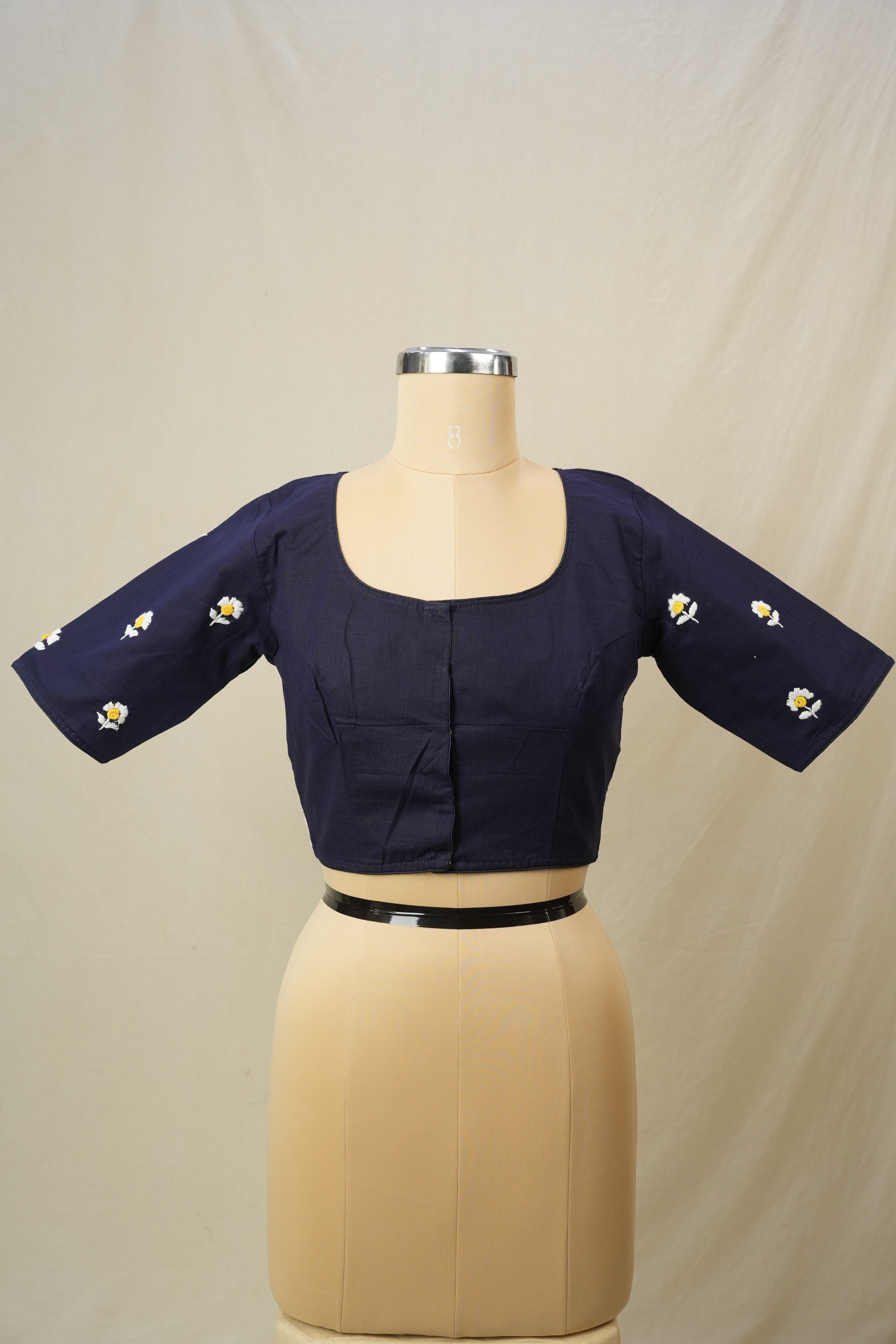 Navy Blue Cotton Blouse - SRNBCB26