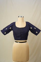 Navy Blue Cotton Blouse - SRNBCB26